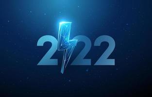 abstracte gelukkig 2022 nieuwjaarswenskaart met bliksem vector