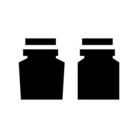 twee zwart potten icoon met deksels voor opslaan farmaceutisch ingrediënten vector