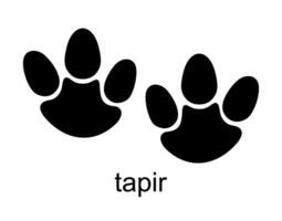 tapir voetafdruk. tapir spoor. herbivoor dieren van de bestellen van hoefdieren zoogdier dier. vector