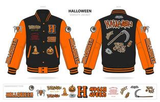 wijnoogst varsity gelukkig halloween jasje mockup sjabloon vector