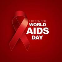 1 december wereld aids dag concept met rood lint teken vector