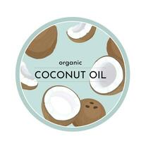 etiket voor kokosnoot olie, natuurlijk olie voor Aziatisch voedsel of schoonheidsmiddelen vector