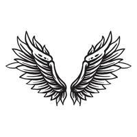 Vleugels vector illustratie, hand- getrokken stijl, zwart wit illustratie