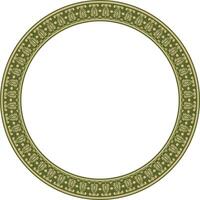 vector ronde goud en groen Indisch nationaal ornament. etnisch fabriek cirkel, grens. kader, bloem ring. klaprozen en bladeren
