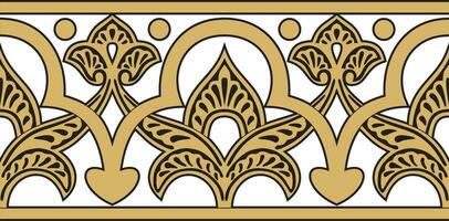 vector gouden naadloos oosters nationaal ornament. eindeloos etnisch bloemen grens, Arabisch volkeren kader. Perzisch schilderij