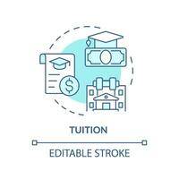 2d bewerkbare schoolgeld blauw dun lijn icoon concept, geïsoleerd vector, illustratie vertegenwoordigen atletisch studiebeurs. vector