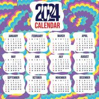 vector kalender 2024 met regenboog abstract achtergrond