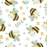 naadloos vector patroon. schattig bijen en madeliefjes. patroon Aan wit achtergrond voor kinderen producten