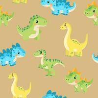 helder vector naadloos patroon. schattig dinosaurussen. patroon voor baby kleren, textiel, luiers en stoffen.