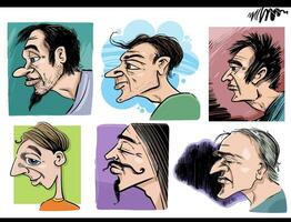 mensen karikaturen of portretten profielen tekenfilm illustraties reeks vector