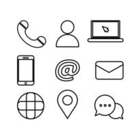 icon set vectorafbeelding van contact met ons op in lijnstijl. vector