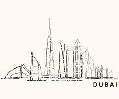 lijn kunst vector van Dubai stadsgezicht. Dubai horizon geïsoleerd afdrukken