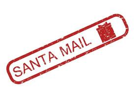 de kerstman claus mail rubber postzegel met geschenkdoos. vector geschenk levering postzegel Aan Kerstmis en nieuw jaar illustratie