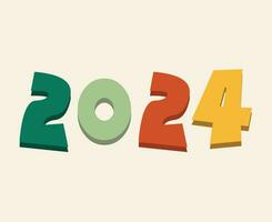 2024 gelukkig nieuw jaar abstract groen en oranje grafisch ontwerp vector logo symbool illustratie met bruin achtergrond