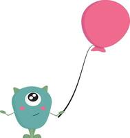 blauw monster met ballon vector