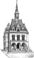 stad- hal Bij la fert-sous-jouarre in seine-et-marne, ile-de-france, Frankrijk, wijnoogst gravure vector