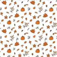 herfstpatroon in oranje en bruintinten met verschillende herfstitems, achtergronden, wallpapers, maak patronen of composities, of versier drukwerk. vector