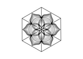 zaad van het levenssymbool heilige geometrie. logo pictogram geometrische mystieke mandala van alchemie esoterische bloem van het leven. vector zwarte lijnen, yantra, chakra of lotus goddelijke meditatieve amulet geïsoleerd op wit