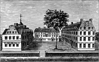 harvard college in 1720 wijnoogst illustratie vector
