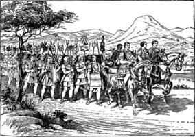 Romeins leger Aan de maart wijnoogst illustratie. vector