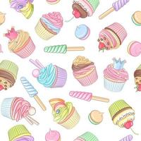 cupcake gebak dessert naadloze vector patroon