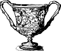 zilver krater wijnoogst illustratie. vector