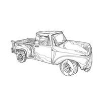 vintage pick-up doodle kunst vector