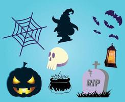 abstract halloween achtergrond vector pompoen objecten graf vleermuis traktatie met spin rip