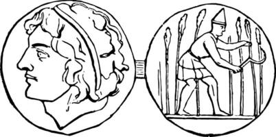 oude munt wijnoogst illustratie. vector