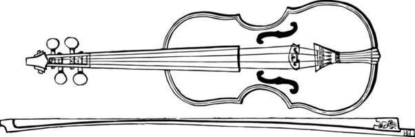 viool en boog, wijnoogst illustratie. vector