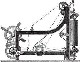 maken machine touw garen, gebeld een schommel brug, wijnoogst gravure. vector