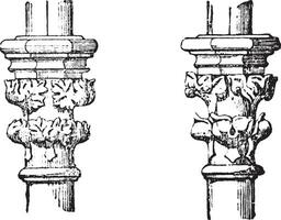 hoofdstad van de veertiende eeuw, wijnoogst gravure. vector