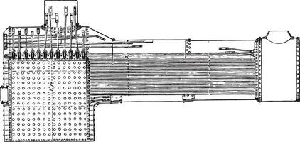 lengte- sectie van een Amerikaans locomotief boiler met gearticuleerd staven naar ondersteuning de huis, gebouwd door Johann Jakob Aan de lijn van st. louis naar t vector