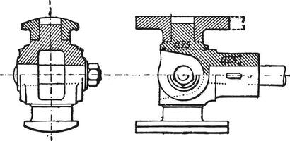 kruis zuiger, wijnoogst gravure. vector