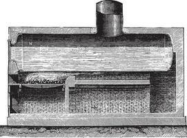 cilindrisch boiler, wijnoogst gravure. vector