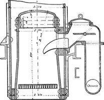 bonnefond water fles systeem, wijnoogst gravure. vector