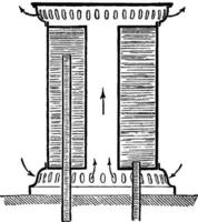 fornuis heet water met intern lucht circulatie, wijnoogst gravure. vector