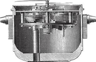 marinier chronometer in zijn suspensie doos, wijnoogst gravure. vector