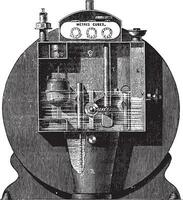 voorkant visie van de normaal tijdopnemer, de voorste muur van de laars, wijnoogst gravure. vector