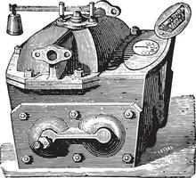 water meter, Frager systeem, type toegepast naar stoom- ketels, wijnoogst gravure. vector