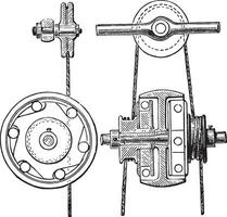 bourdin vergrendeling buitenkant en bezuinigingen, wijnoogst gravure. vector