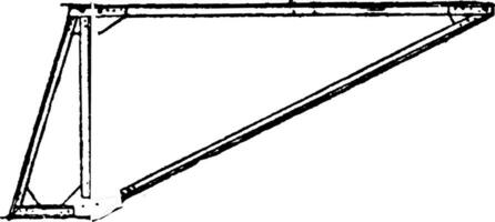 extreem portable brug element, wijnoogst gravure. vector