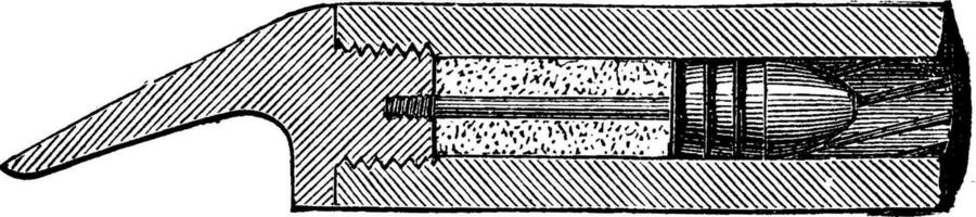 geweer- hengel, wijnoogst gravure. vector