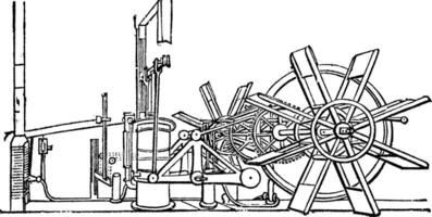 clermont stoom- schip peddelen wiel eenheid wijnoogst gravure vector