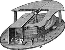 aneroïde barometer wijnoogst gravure vector