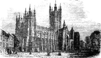 Canterbury kathedraal, Kent, Engeland wijnoogst gravure vector