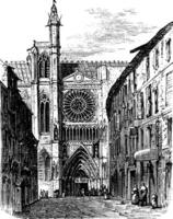 clermont-ferrand kathedraal, in Auvergne, Frankrijk, wijnoogst gravure vector