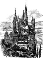 kathedraal van st. George, limburg-aan-de-lahn wijnoogst gravure vector