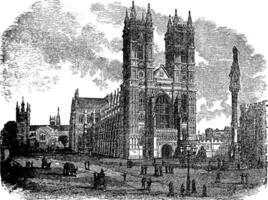 Westminster abdij of collegiaal kerk van st peter in Londen Engeland wijnoogst gravure vector