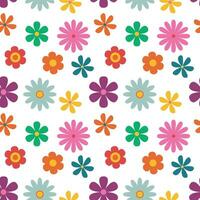 modieus bloemen patroon in de stijl van de jaren 70 met groovy madeliefje bloemen. wijnoogst stijl. helder kleurrijk kleuren. retro bloemen vector ontwerp y2k